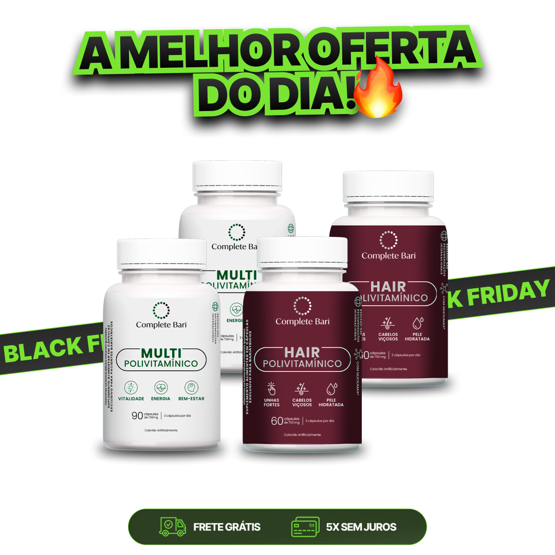 Kit 2 Multi + 2 Polivitaminico Cabelos e Unhas Complete Bari - Vitamina para 2 meses