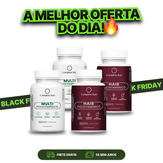 Kit 2 Multi + 2 Polivitaminico Cabelos e Unhas Complete Bari - Vitamina para 2 meses