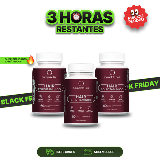 Kit 3 Polivitaminico Cabelos e Unhas Complete Bari Hair - Vitamina para 3 meses