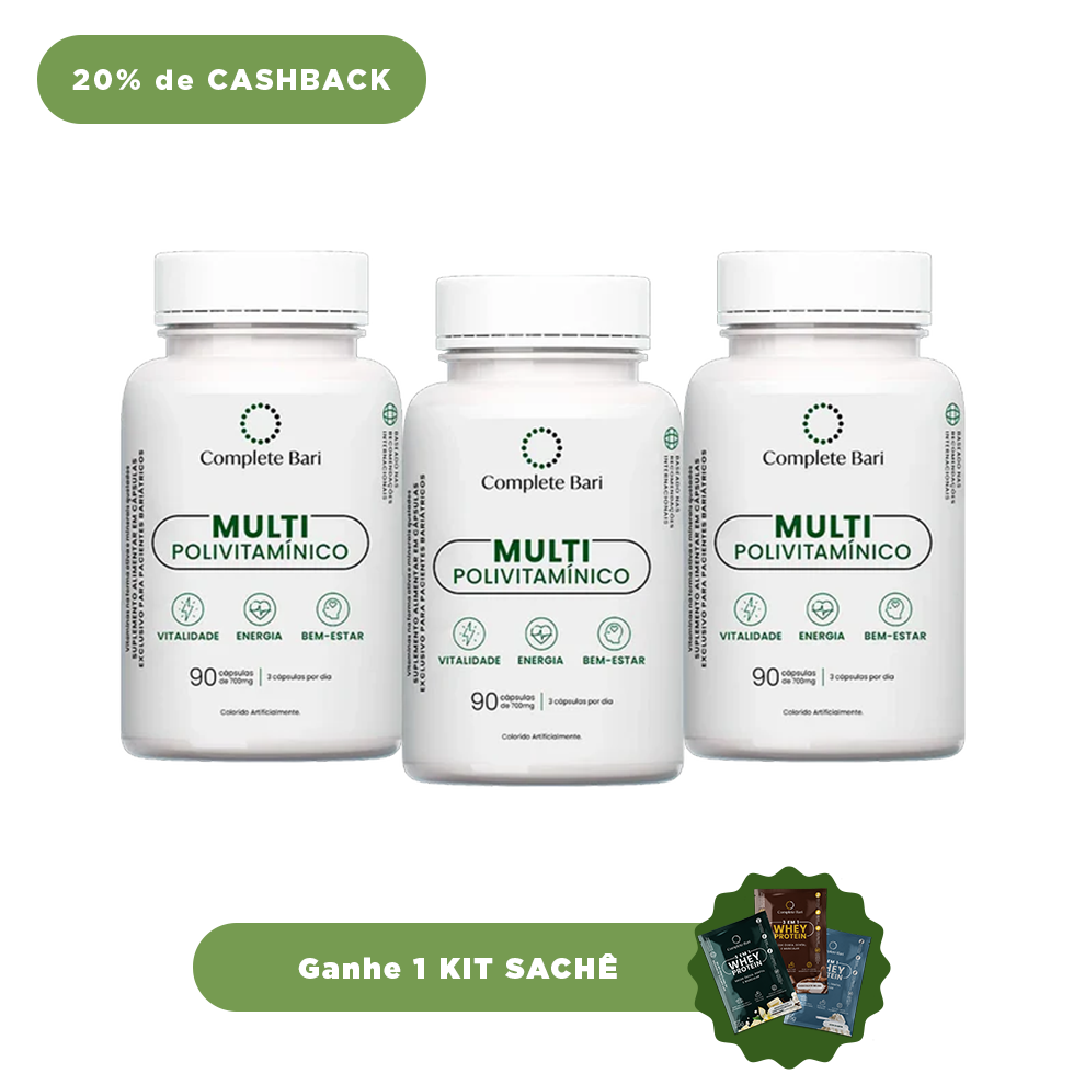 Kit 3 Multi Complete Bari - Vitamina para 3 meses - Ganhe 1 Kit Sache Whey Protein