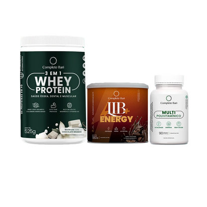 Kit 1 Multi + 1 Whey Isolado Baunilha com Chocolate + 1 Lib Energy Complete Bari
