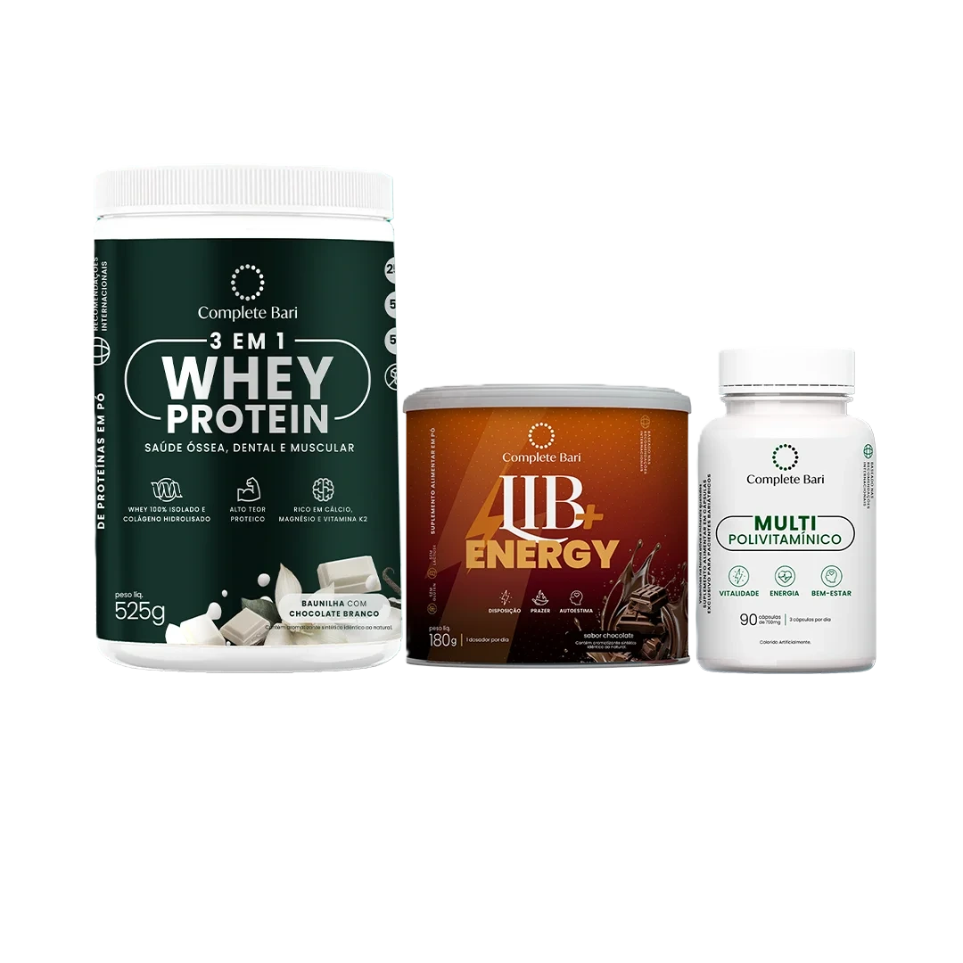 Kit 1 Multi + 1 Whey Baunilha com Chocolate + 1 Lib Energy