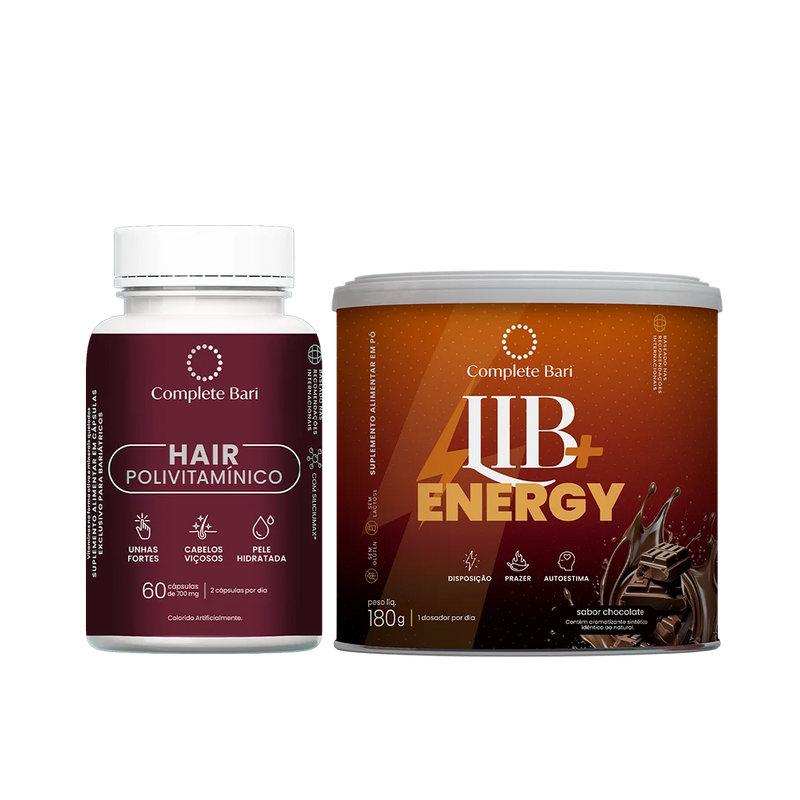 Kit 1 Polivitaminico Cabelos e Unhas + 1 Lib Energy