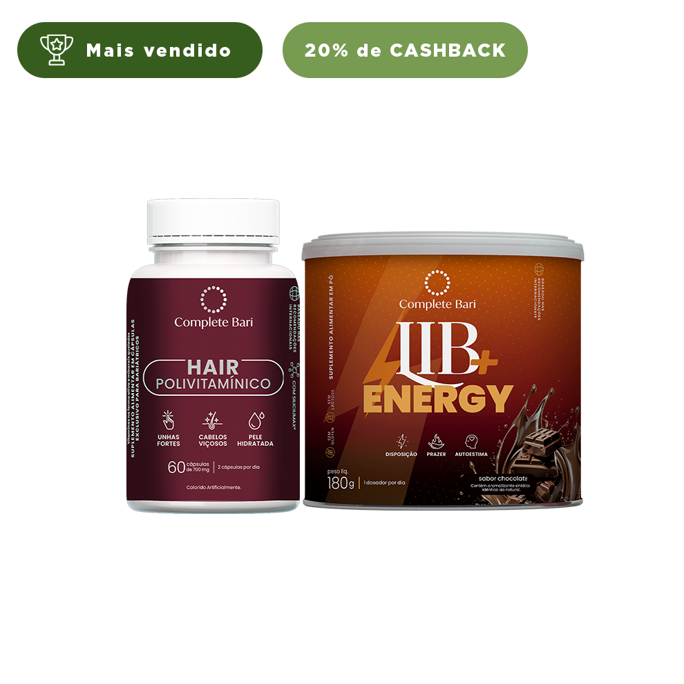 Kit 1 Polivitaminico Cabelos e Unhas + 1 Lib Energy Complete Bari