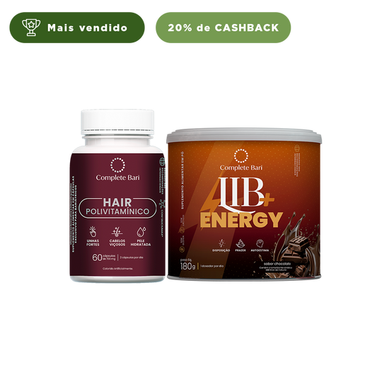 Kit 1 Polivitaminico Cabelos e Unhas + 1 Lib Energy Complete Bari