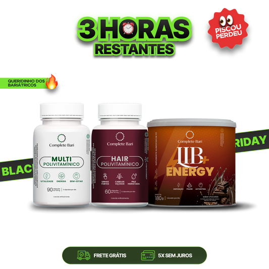 Kit 1 Multi + 1 Polivitaminico Cabelos e Unhas + 1 Lib Energy Complete Bari