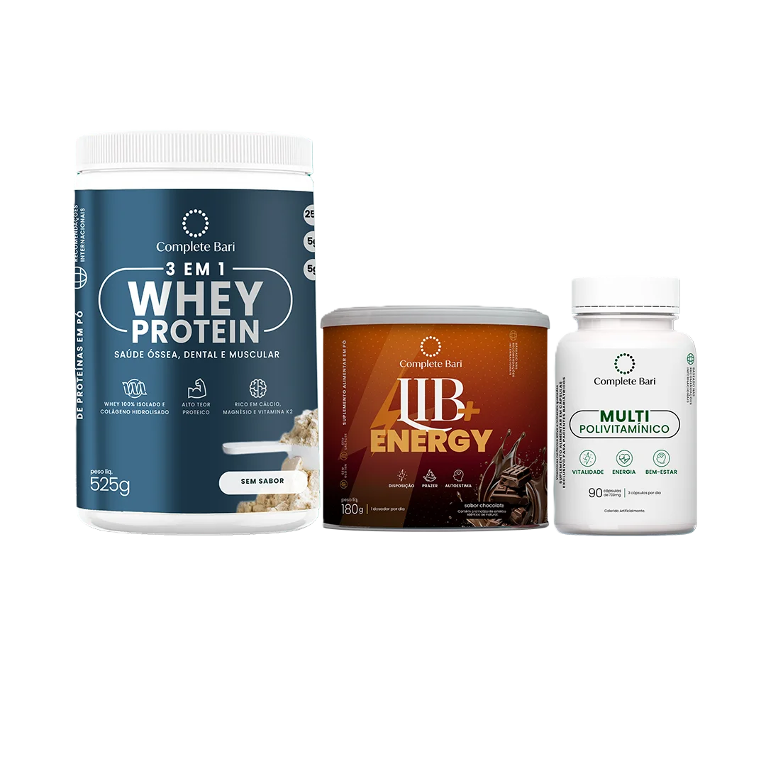 Kit 1 Multi + 1 Whey Isolado Neutro + 1 Lib Energy Complete Bari
