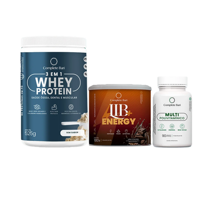 Kit 1 Multi + 1 Whey Isolado Neutro + 1 Lib Energy Complete Bari