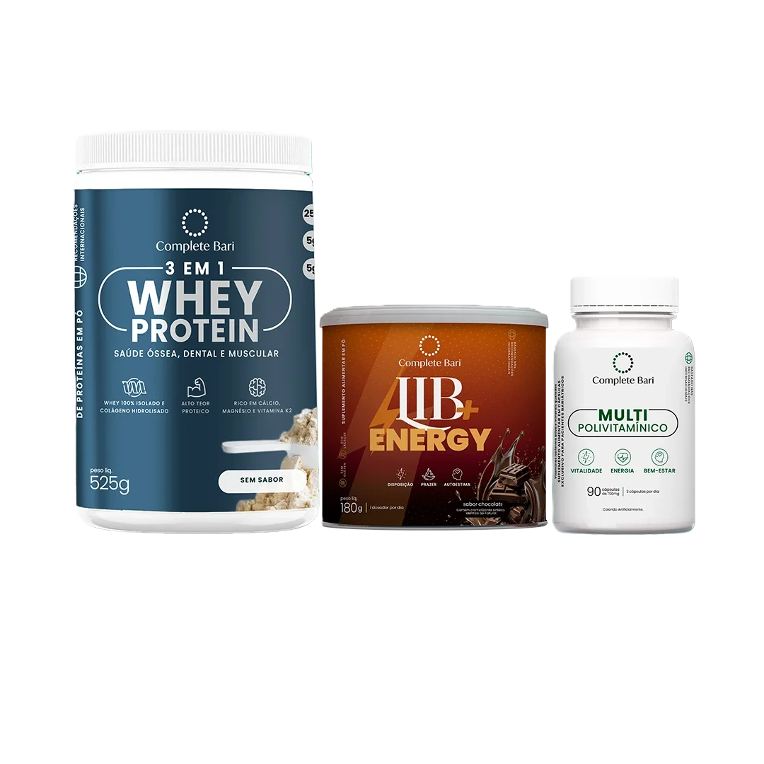 Kit 1 Multi + 1 Whey Isolado Neutro + 1 Lib Energy