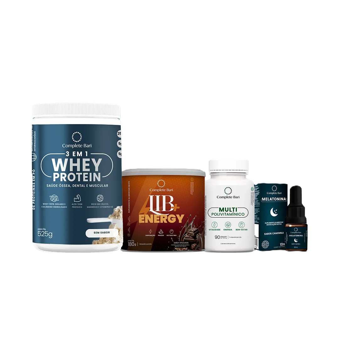 Kit 1 Multi + 1 Whey Isolado Neutro + 1 Lib Energy + 1 Melatonina Complete Bari