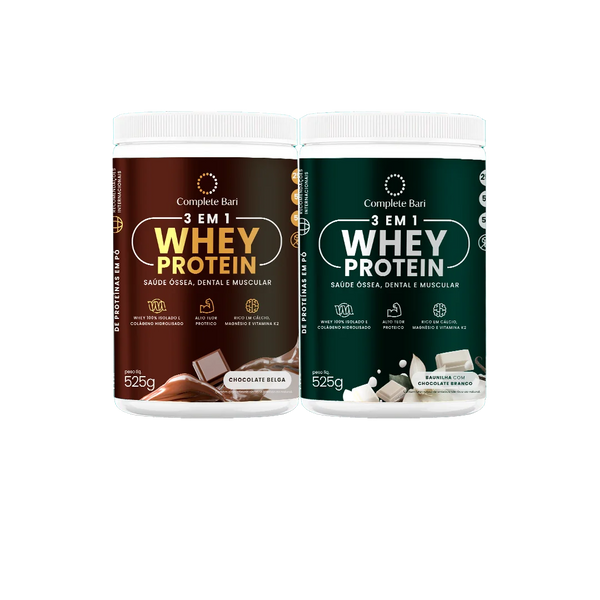 Kit Whey Protein Chocolate Belga + Whey Protein Baunilha com Chocolate