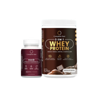 Kit Polivitamínico Cabelo e Unhas + Whey Protein Chocolate Belga