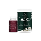Kit Polivitamínico Cabelo e Unhas + Whey Protein Baunilha com Chocolate Branco