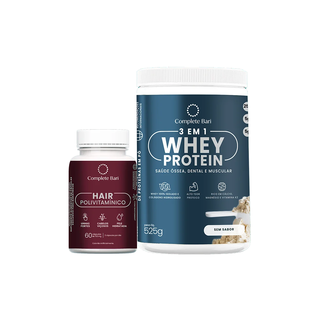 Kit 1 Polivitaminico Cabelos e Unhas + 1 Whey Isolado Neutro Complete Bari