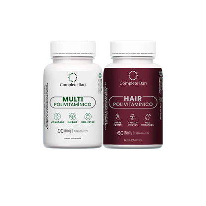 Kit 1 Multi + 1 Polivitaminico Cabelos e Unhas Complete Bari