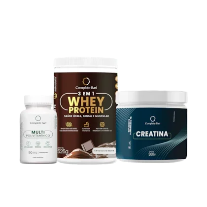 Kit 1 Multi + 1 Whey Isolado Chocolate Belga + 1 Creatina Complete Bari