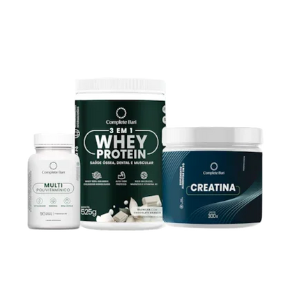 Kit 1 Multi + 1 Whey Isolado Baunilha com Chocolate + 1 Creatina Complete Bari