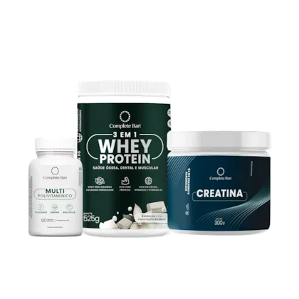 Kit 1 Multi + 1 Whey Isolado Baunilha com Chocolate + 1 Creatina Complete Bari
