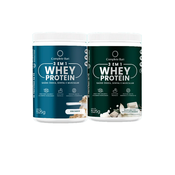 Kit Whey Protein Baunilha com Chocolate Branco + Whey Protein Neutro