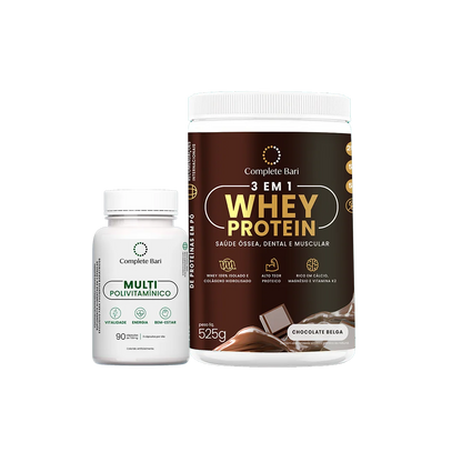 Kit Multivitamínico + Whey Protein Chocolate Belga - Mega Oferta