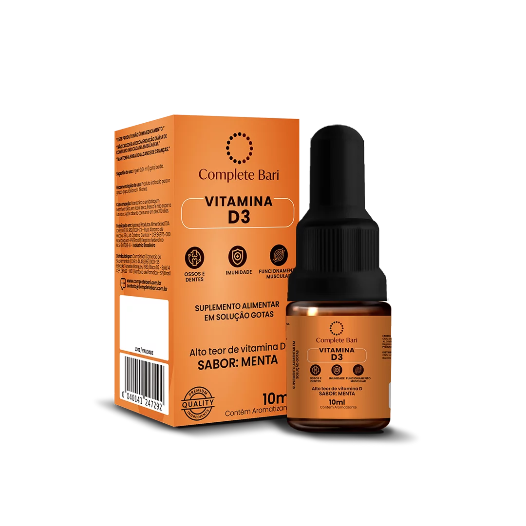 Vitamina D3 Gotas Sabor Menta 10ml Complete Bari