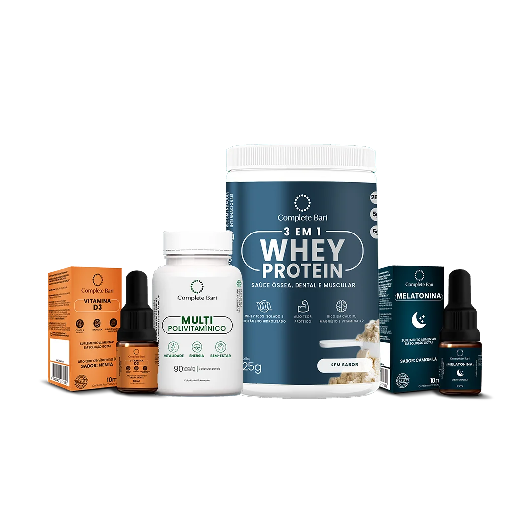 Kit 1 Multi + 1 Whey Isolado Neutro + 1 Vitamina D3 + 1 Melatonina Complete Bari