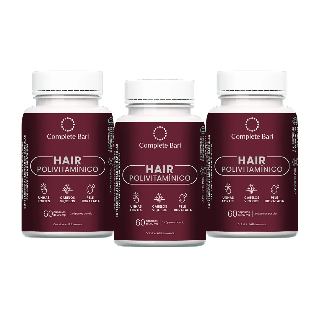 Kit 3 Polivitaminico Cabelos e Unhas Complete Bari Hair - Vitamina para 3 meses