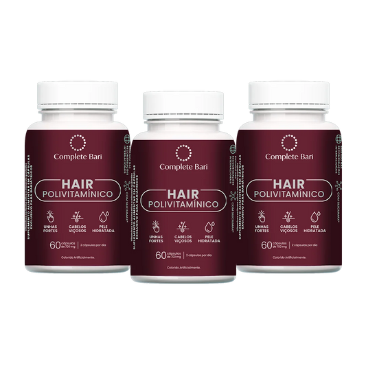 Kit 3 Polivitaminico Cabelos e Unhas Complete Bari Hair - Vitamina para 3 meses
