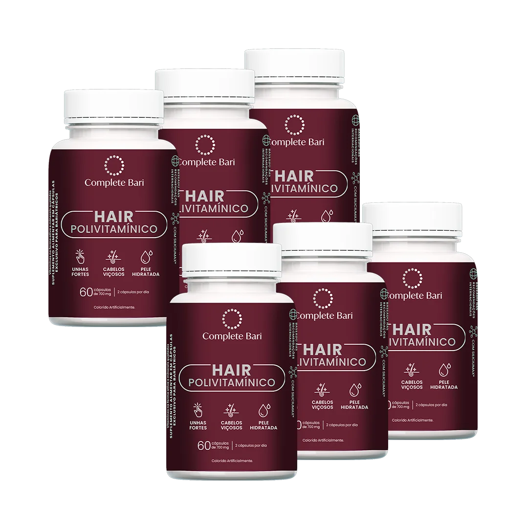 Kit 6 Polivitaminico Cabelos e Unhas Complete Bari Hair - Vitamina para 6 meses