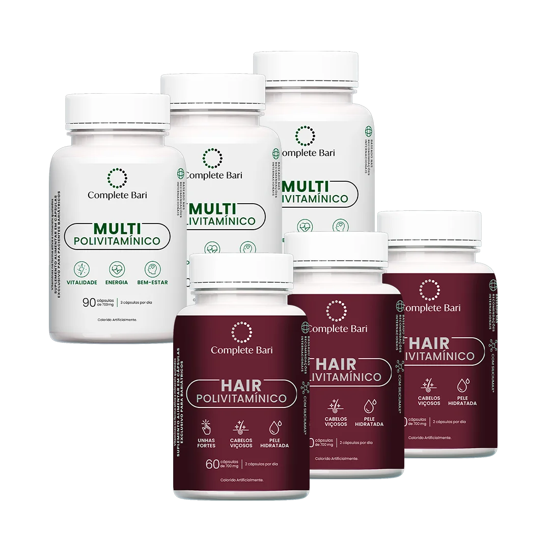 Kit 3 Multi + 3 Polivitaminico Cabelos e Unhas Complete Bari - Vitamina para 3 meses