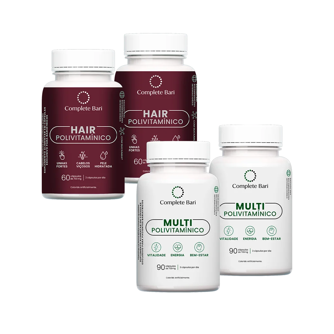 Kit 2 Multi + 2 Polivitaminico Cabelos e Unhas Complete Bari - Vitamina para 2 meses