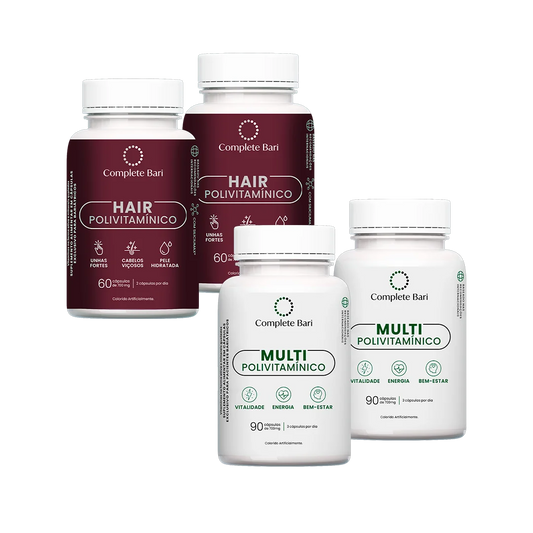 Kit 2 Multi + 2 Polivitaminico Cabelos e Unhas Complete Bari - Vitamina para 2 meses