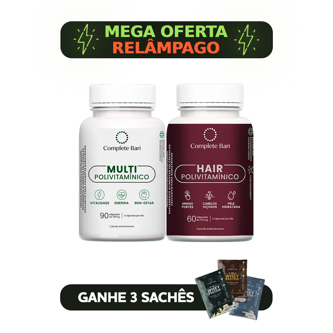 Kit 1 Multi + 1 Polivitaminico Cabelos e Unhas Complete Bari