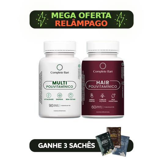 Kit 1 Multi + 1 Polivitaminico Cabelos e Unhas Complete Bari
