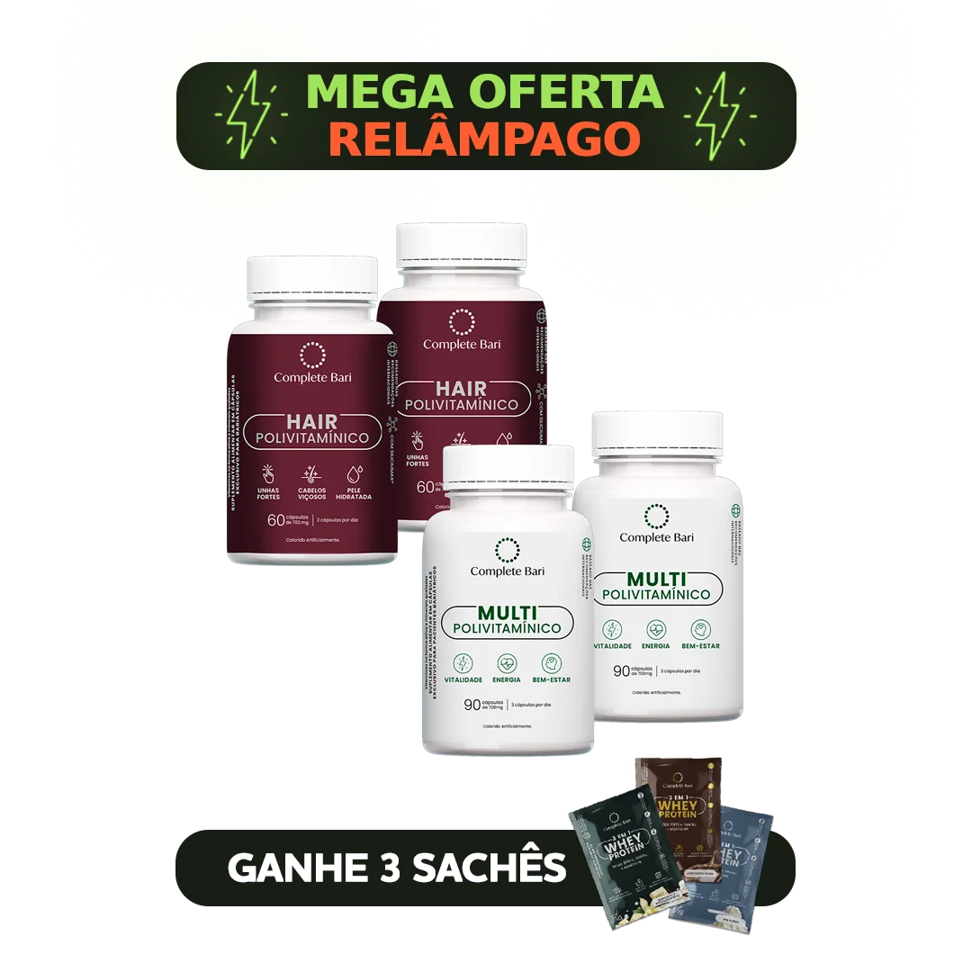 Kit 2 Multi + 2 Polivitaminico Cabelos e Unhas Complete Bari - Vitamina para 2 meses