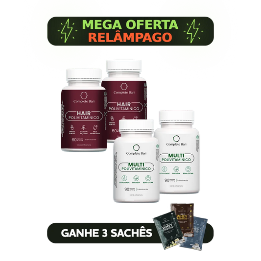 Kit 2 Multi + 2 Polivitaminico Cabelos e Unhas Complete Bari - Vitamina para 2 meses
