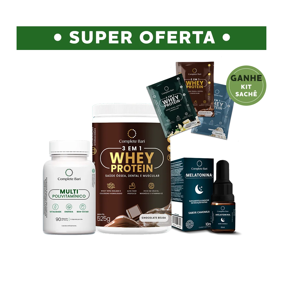 Kit 1 Multi + 1 Whey Isolado Chocolate Belga + 1 Melatonina Complete Bari
