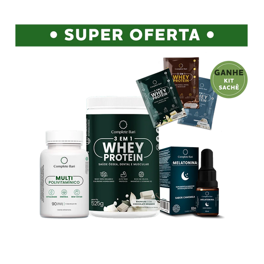 Kit 1 Multi + 1 Whey Isolado Baunilha com Chocolate + 1 Melatonina Complete Bari
