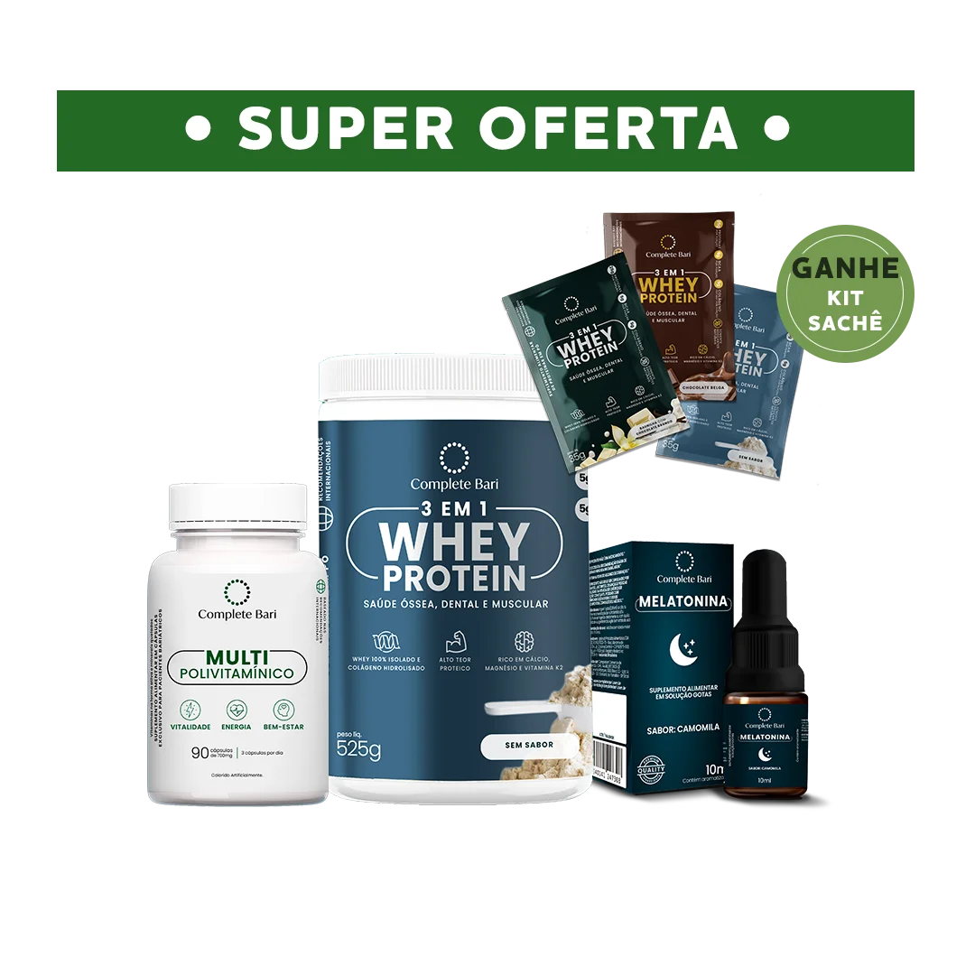 Kit 1 Multi + 1 Whey Isolado Neutro + 1 Melatonina Complete Bari