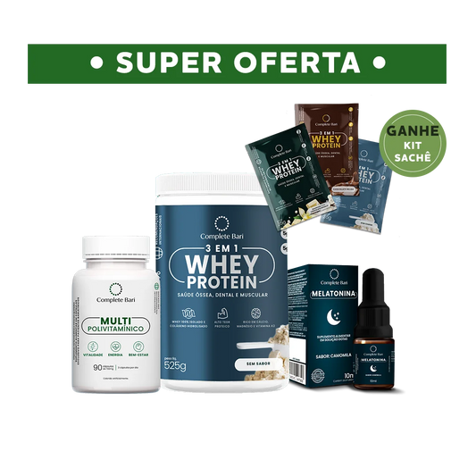 Kit 1 Multi + 1 Whey Isolado Neutro + 1 Melatonina Complete Bari