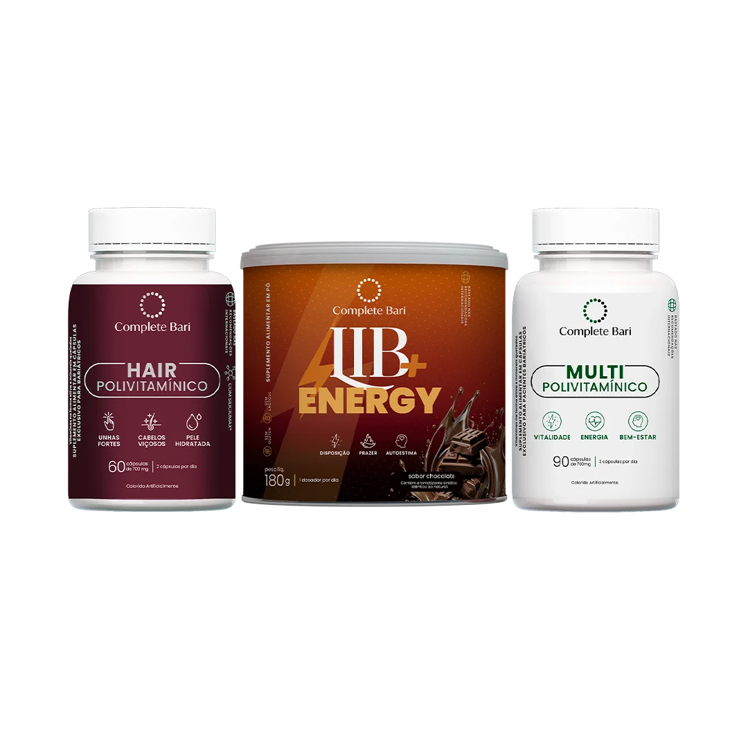 Kit 1 Multi + 1 Polivitaminico Cabelos e Unhas + 1 Lib Energy Complete Bari