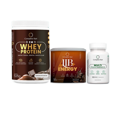 Kit 1 Multi + 1 Whey Isolado Chocolate Belga + 1 Lib Energy Complete Bari