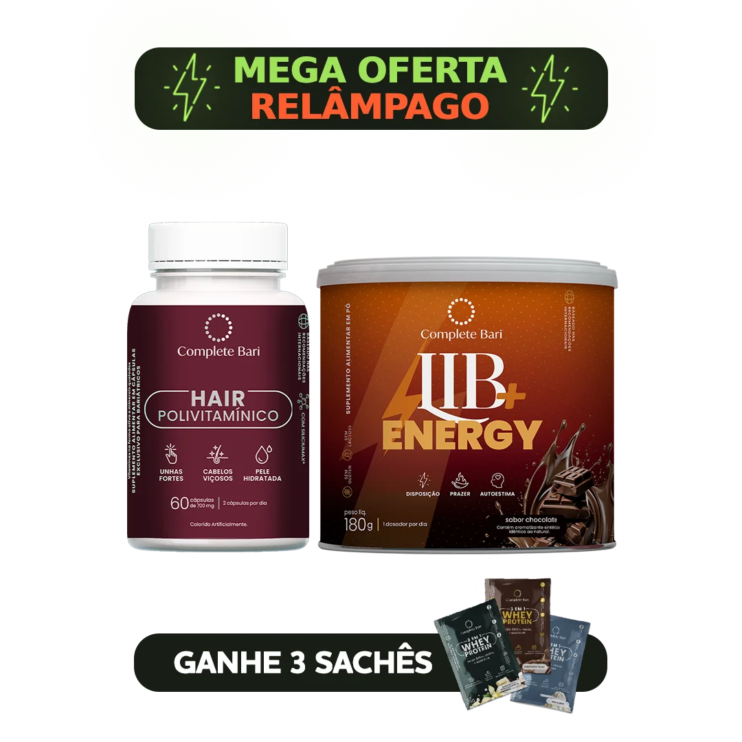 Kit 1 Polivitaminico Cabelos e Unhas + 1 Lib Energy Complete Bari