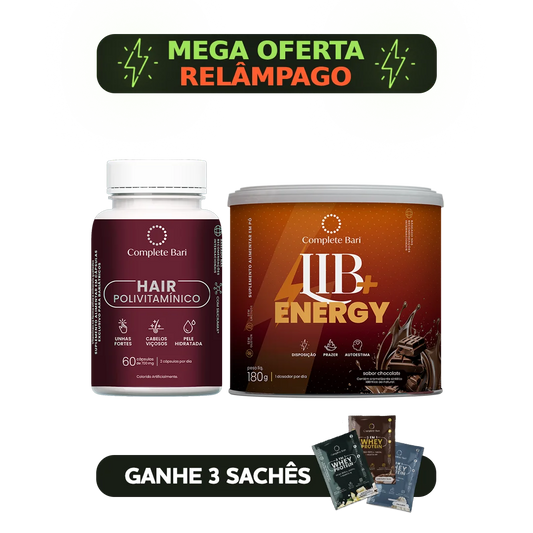 Kit 1 Polivitaminico Cabelos e Unhas + 1 Lib Energy Complete Bari