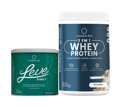 Kit 1 LEVE 3 em 1® Contra Reganho de Peso + 1 Whey Isolado Neutro Complete Bari