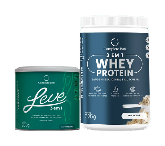 Kit 1 LEVE 3 em 1® Contra Reganho de Peso + 1 Whey Isolado Neutro Complete Bari