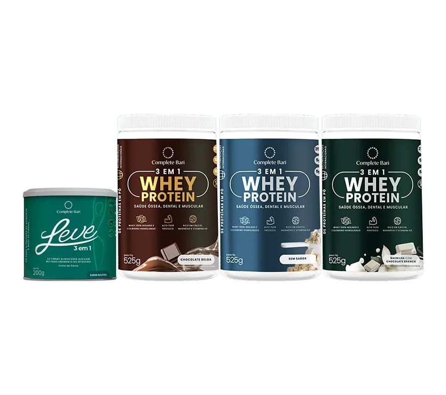 Kit 1 LEVE 3 em 1® Contra Reganho de Peso  + 1 Whey Isolado Chocolate Belga + 1 Whey Isolado Baunilha com Chocolate + 1 Whey Isolado Neutro