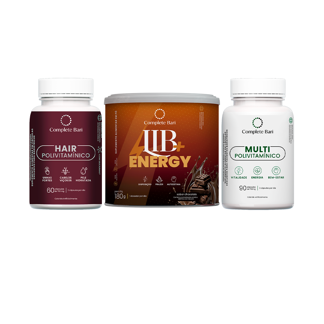 Kit 1 Multi + 1 Polivitaminico Cabelos e Unhas + 1 Lib Energy Complete Bari