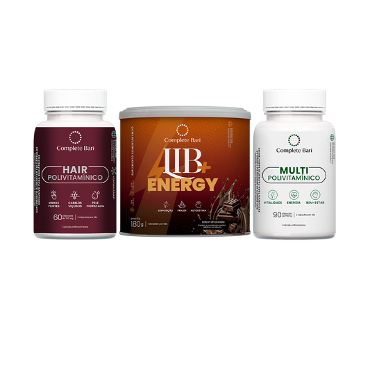 Kit 1 Multi + 1 Polivitaminico Cabelos e Unhas + 1 Lib Energy Complete Bari