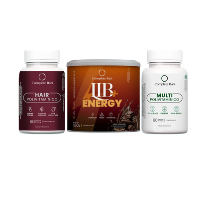 Kit Multivitamínico + Polivitamínico Cabelo e Unhas + Lib Energy Chocolate